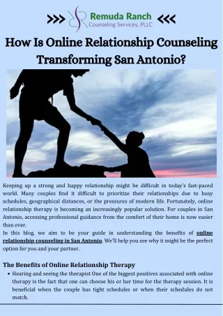 Enhance Your Connection with Online Relationship Counseling in San Antonio