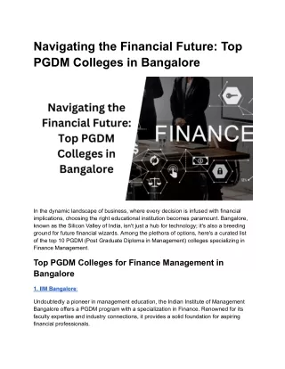 Navigating the Financial Future_ Top PGDM Colleges in Bangalore