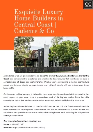 Exquisite Luxury Home Builders in Central Coast  Cadence & Co