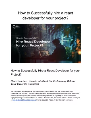 How to Successfully Hire React Developer for your Project