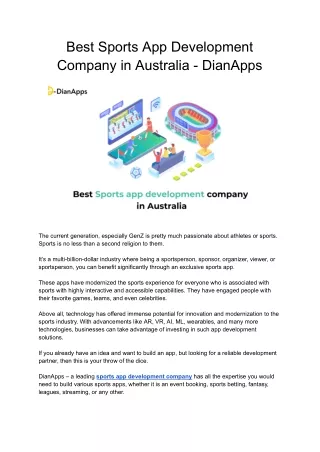 Best Sports App Development Company in Australia - DianApps