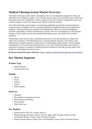 Medical Thawing System Market: Innovations in Point-of-Care Thawing Devices