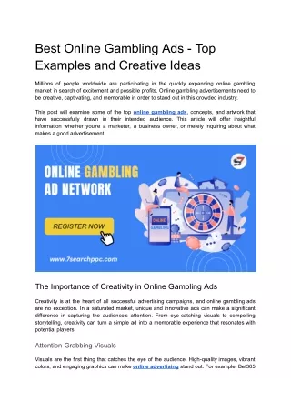 Best Online Gambling Ads - Top Examples and Creative Ideas