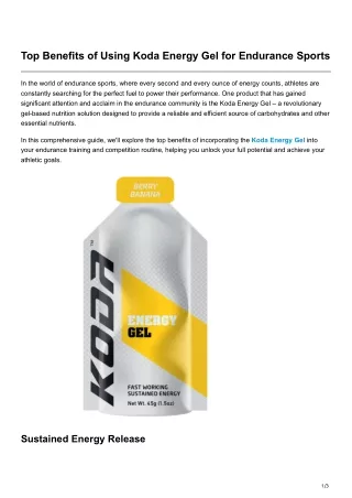 Top Benefits of Using Koda Energy Gel for Endurance Sports