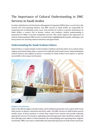 The Importance of Cultural Understanding in DMC Services in Saudi Arabia