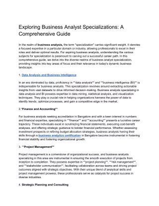 Exploring Business Analyst Specializations_ A Comprehensive Guide