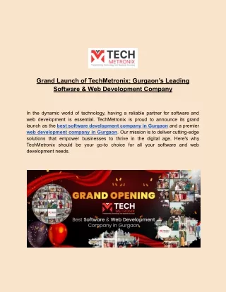 Grand Launch of TechMetronix_ Gurgaon’s Leading Software & Web Development Company