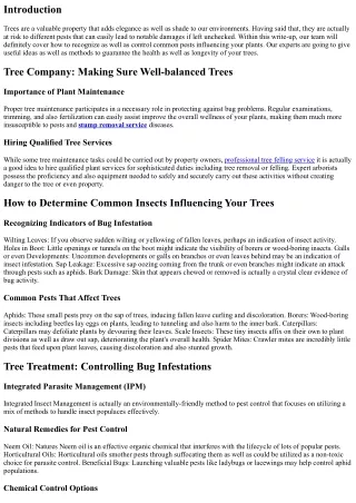 Exactly how to Recognize as well as Regulate Common Parasites Affecting Your Tre