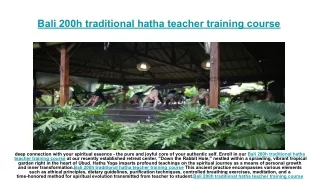 Bali 200h traditional hatha teacher training course