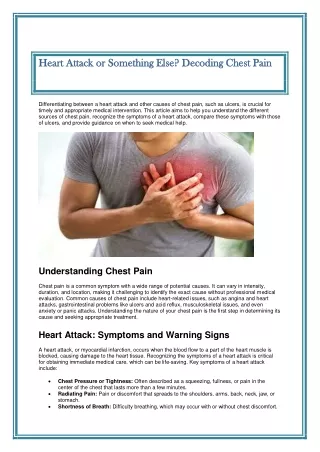 Heart Attack or Something Else? Decoding Chest Pain