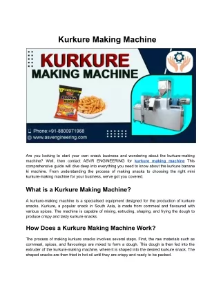 Kurkure Making Machine