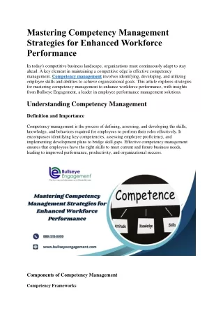 Mastering Competency Management Strategies for Enhanced Workforce Performance