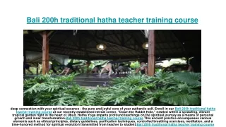 Bali 200h traditional hatha teacher training course