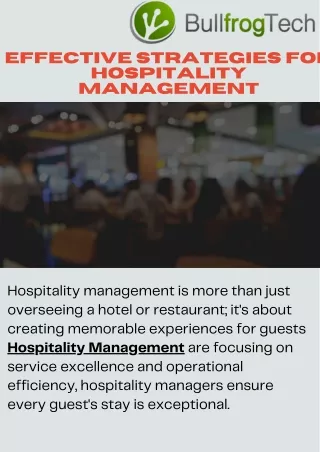 Transform Your Hospitality Standards with Bullfrog Tech