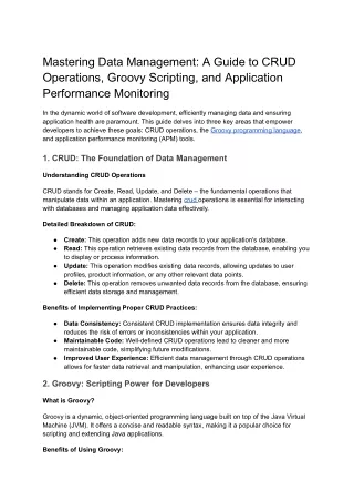 Mastering Data Management_ A Guide to CRUD Operations, Groovy Scripting, and Application Performance Monitoring