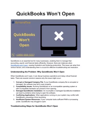 QuickBooks Won’t Open