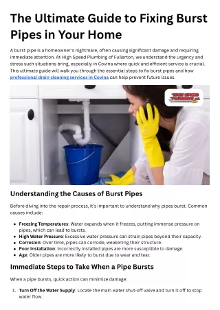 The Ultimate Guide to Fixing Burst Pipes in Your Home