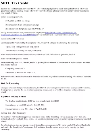 How to Claim the SETC Tax Credit