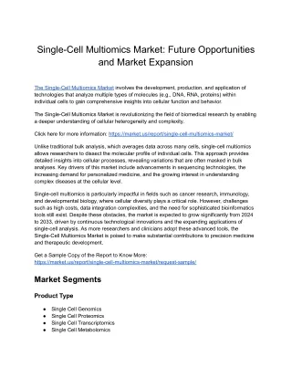 Single-Cell Multiomics Market: Future Growth Potential and Innovations