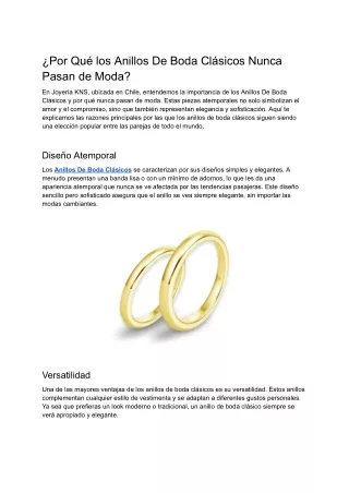 ¿Por Qué los Anillos De Boda Clásicos Nunca Pasan de Moda