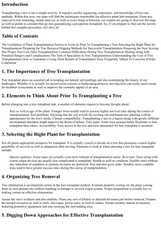 Unveiling the Secrets Responsible For Effective Tree Transplant