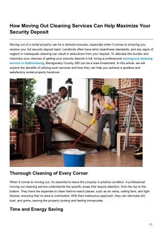 How Moving Out Cleaning Services Can Help Maximize Your Security Deposit