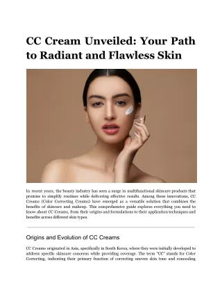 CC Cream Unveiled_ Your Path to Radiant and Flawless Skin