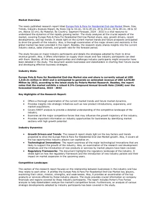 Europe Pots & Pans For Residential End-Use Market