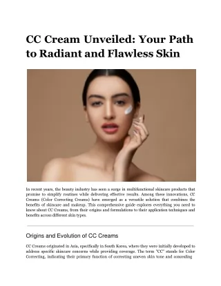 CC Cream Unveiled_ Your Path to Radiant and Flawless Skin