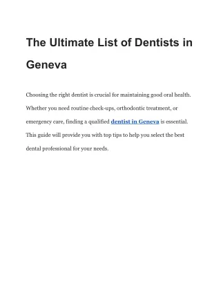 The Ultimate List of Dentists in Geneva