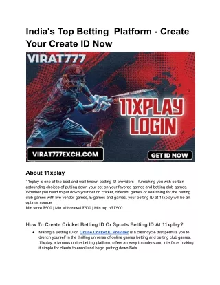 India's Top Betting  Platform - Create Your Create ID Now