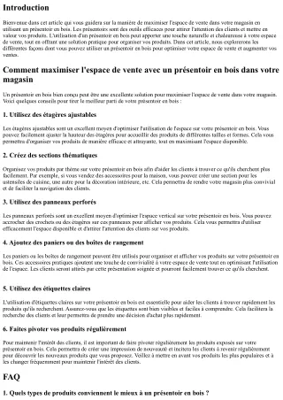 Comment maximiser l'espace de vente avec un présentoir en bois dans votre magasi