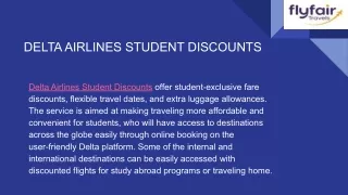 DELTA AIRLINES STUDENT DISCOUNTS