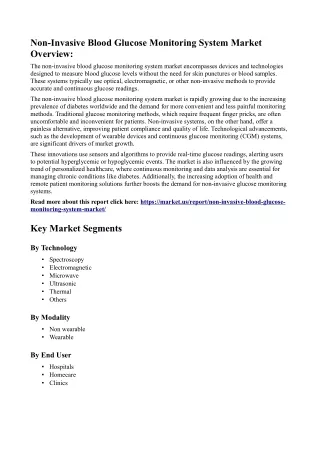 Non-Invasive Blood Glucose Monitoring System Market: Enhancing Patient Complianc