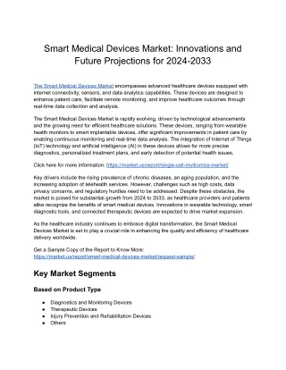 Smart Medical Devices Market: Key Market Trends and Growth Drivers