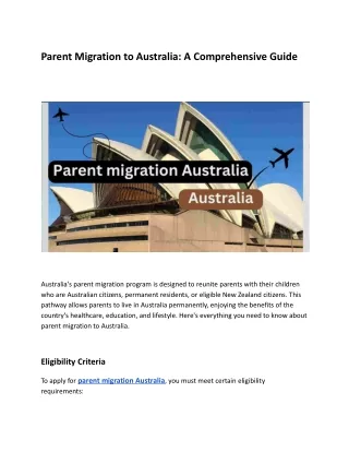 Parent Migration to Australia: A Comprehensive Guide