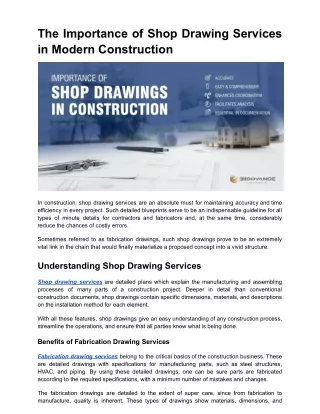 The Importance of Shop Drawing Services in Modern Construction