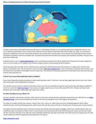 What is the Requirement for an Online Personal Loans Proof of Income