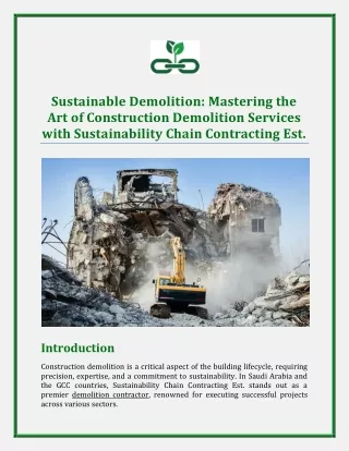 Mastering Sustainable Demolition with Sustainability Chain Contracting Est.