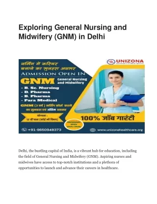 Exploring General Nursing and Midwifery (GNM) in Delhi