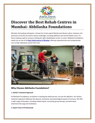 Trusted Best Rehab Centres in Mumbai for Effective Treatment