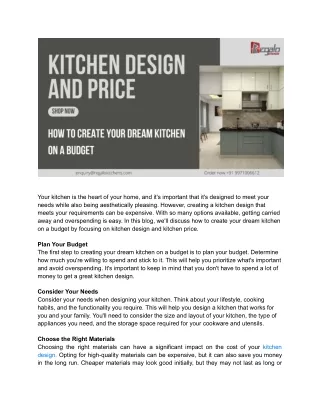 Kitchen Design and Price: How to Create Your Dream Kitchen on a Budget