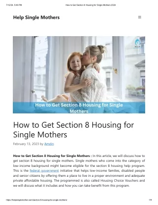 Section 8  for single mom