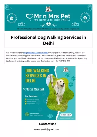 Professional Dog Walking Services in Delhi