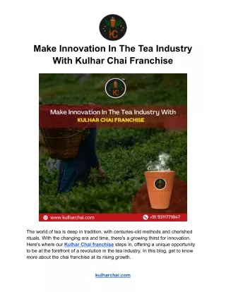 Make Innovation In The Tea Industry With Kulhar Chai Franchise