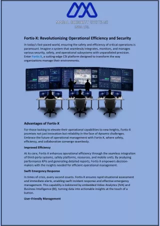 Fortis-X: Revolutionizing Operational Efficiency and Security