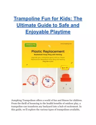 Trampoline Fun for Kids_ The Ultimate Guide to Safe and Enjoyable Playtime