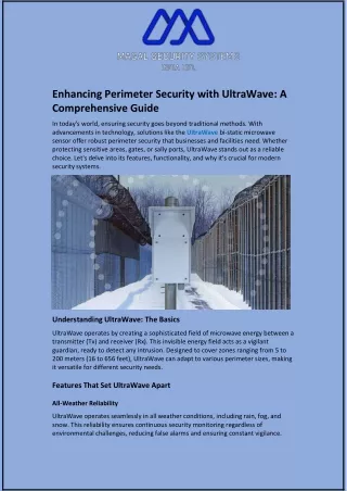 Enhancing Perimeter Security with UltraWave: A Comprehensive Guide