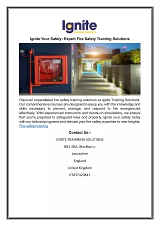 Ignite Your Safety: Expert Fire Safety Training Solutions