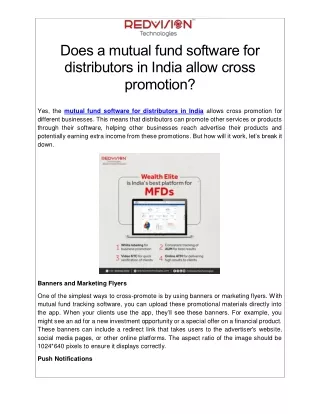 Does a mutual fund software for distributors in India allow cross promotion